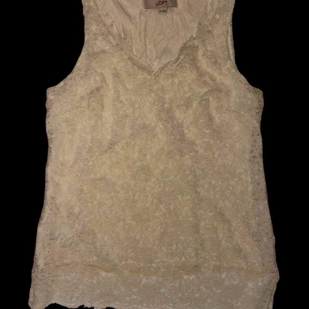 Vintage Loft Y2K Floral LaceWomen's Cream and White Tank Top